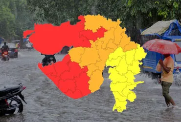 गुजरात में भारी बारिश और ओलावृष्टि की चेतावनी: 9 जिलों में रेड अलर्ट, 80 किमी/घंटा की रफ्तार से हवाएं