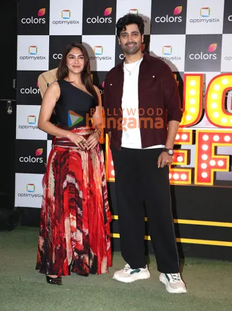 मृणाल ठाकुर और अदिवी शेष 'लाफ्टर शेफ्स' के सेट पर 'डकैत' का प्रमोशन करते हुए